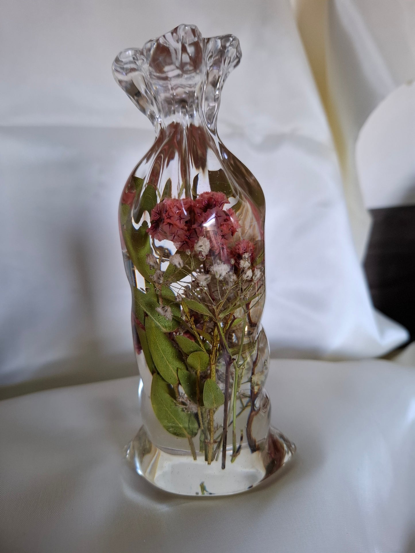 Epoxy Zak vorm gevuld met bloemen en LED verlichting