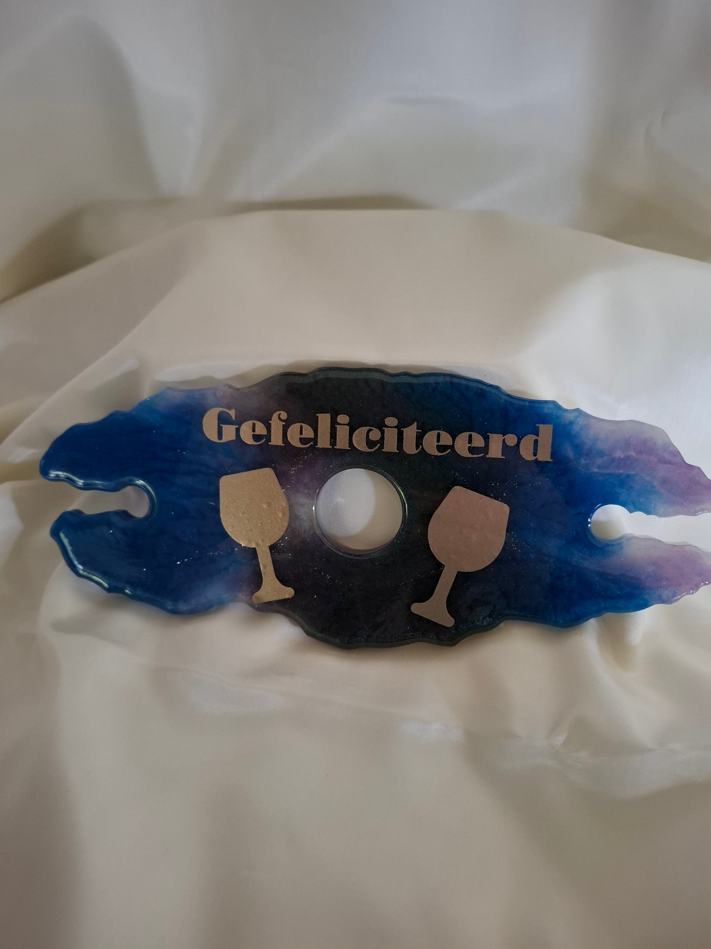 Grappige wijnglazen houder van epoxy met tekst